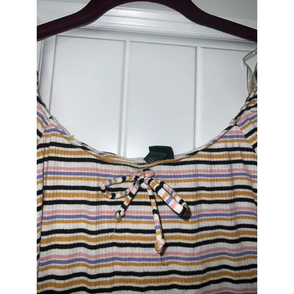 Wild Fable striped crop top off the shoulder bow orange pink purple small